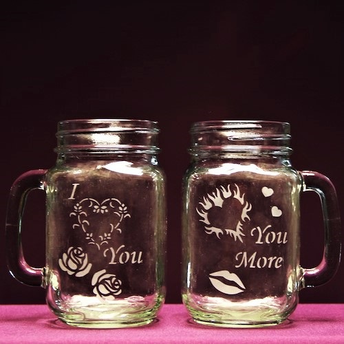 Glass Etching: Hearts And Love